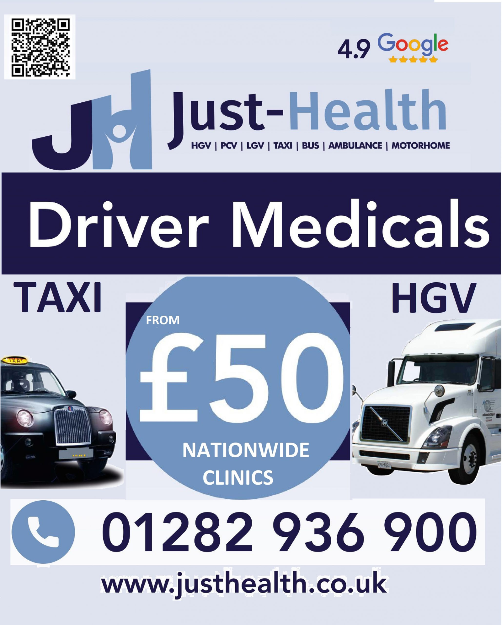 Just Health Glasgow Driver Medicals D4 PCV HGV Medical logo